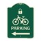 Signmission Parking W/ Lock Cycle & Left ArrowHeavy-Gauge Aluminum Architectural Sign, 24" x 18", G-1824-23474 A-DES-G-1824-23474 - alternate 1
